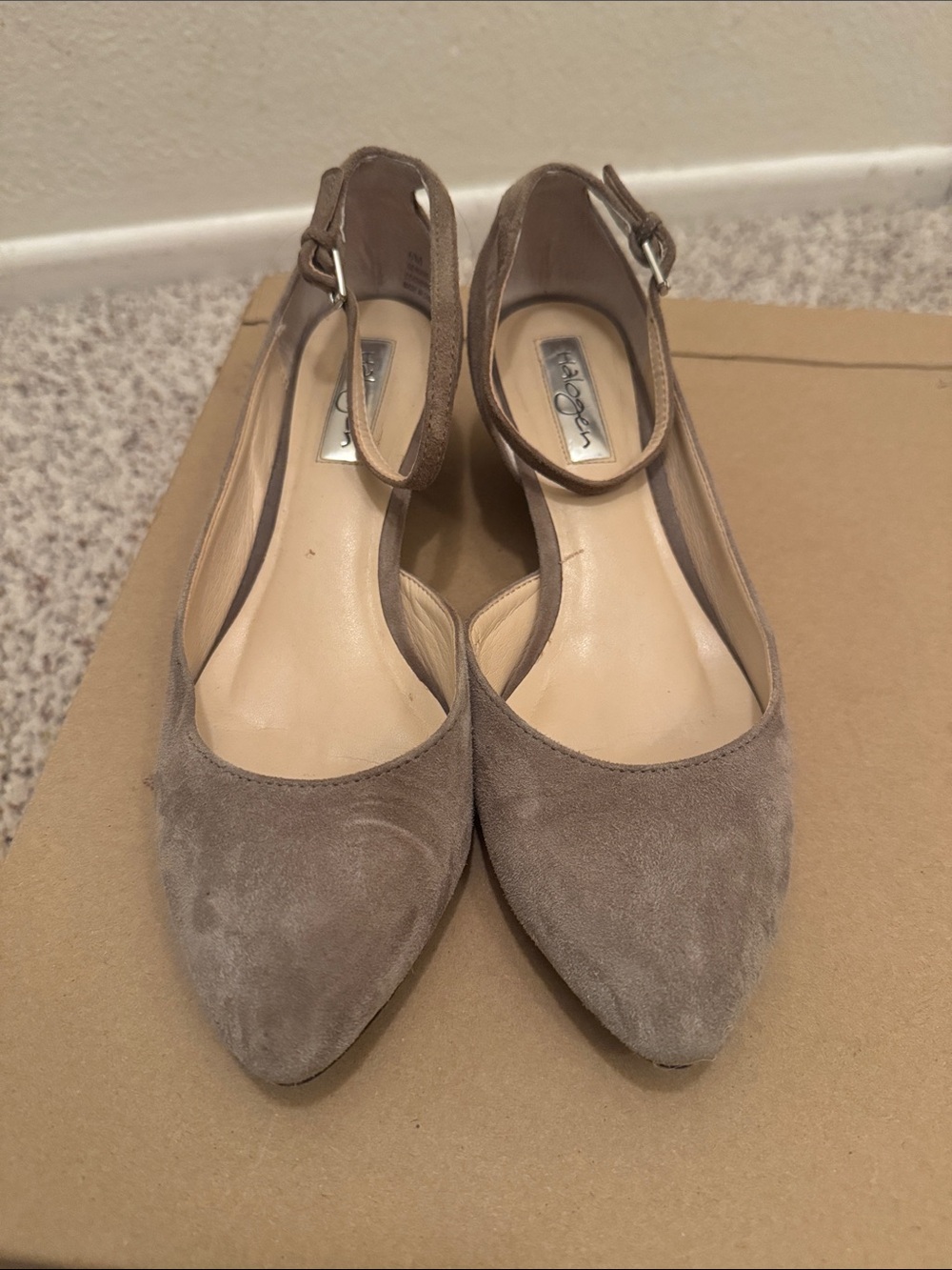 Halogen Taupe Suede Pointed-Toe Slingback Heels